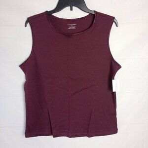 Christopher & Banks Satin Trim Tank Top Petite XL NWT Burgundy Wine Blouse